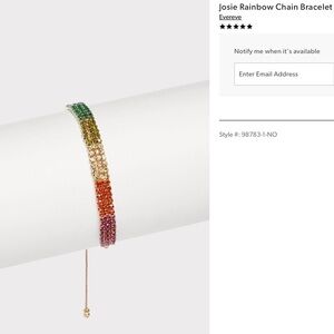 Evereve Josie Rainbow Chain crystal bracelet NWT shimmering rainbow on g…